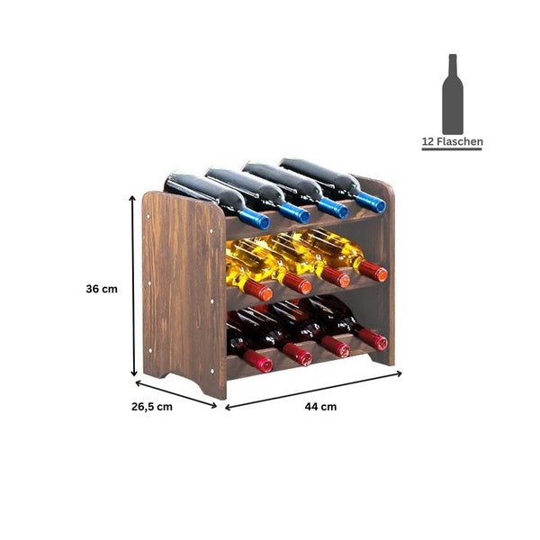 PROREGAL Weinregal Pinotwine C HxBxT 36 x 44 x 26,5 cm 12 Flaschen Massives Kiefernholz Braun Geölt