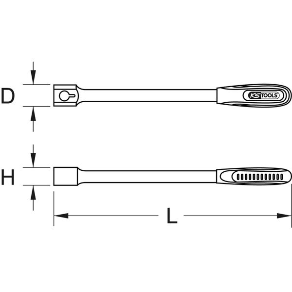 Technische Zeichnung eines Werkzeugverlängerungsstücks mit Maßangaben und KS Tools Logo