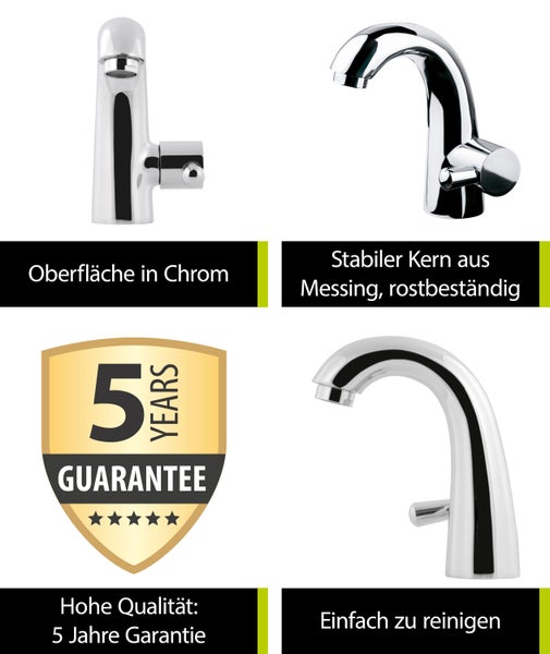 'aquaSu® Premium Kaltwasserhahn mit Wasserspar-Mischdüse, seitliche Betätigung, Standventil Bad, Einhebelmischer mit Keramikkartusche, runder Auslauf, Kaltwasserventil, Messing, Chrom, 796200