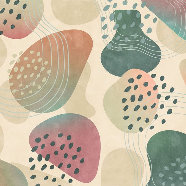 Abstraktes Muster mit Formen, Punkten und Linien