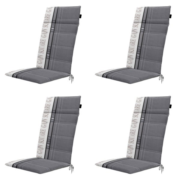 Hochlehnerauflage Hochlehner Madison Garden grau - Ca. 120x50 cm - 4er-Set