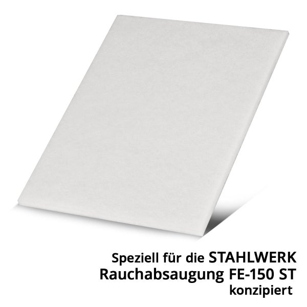 Weißer Ersatzfilter für die STAHLWERK Rauchabsaugung FE-150 ST.