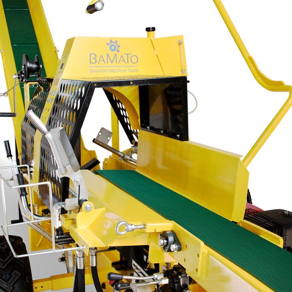 BAMATO WPO-400PRO 20 Tonnen Sägespaltautomat mit Förderband und Montageservice für effiziente Holzbearbeitung