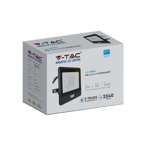 Verpackung eines V-TAC LED-Strahlers mit Bewegungsmelder