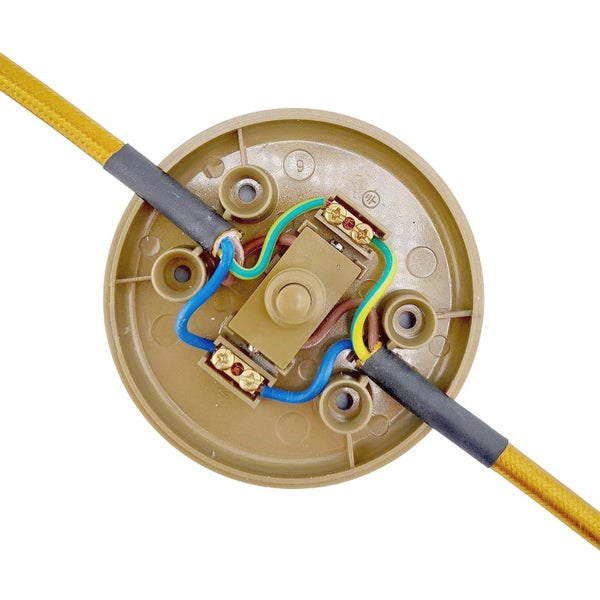 Aufputz-Zugschalter mit Anschlussklemmen und Textilkabel