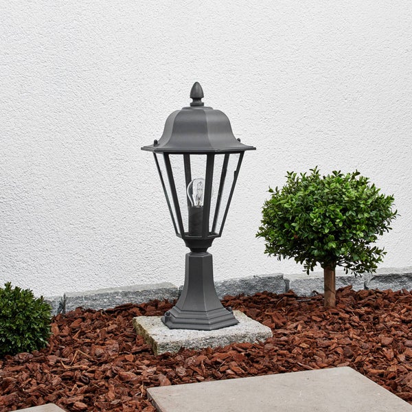 Lindby Außenleuchte Edana (spritzwassergeschützt (Modern) in Schwarz aus Aluminium (1 flammig, E27) - Wegeleuchte Pollerleuchte Wegelampe Sockelleuchte