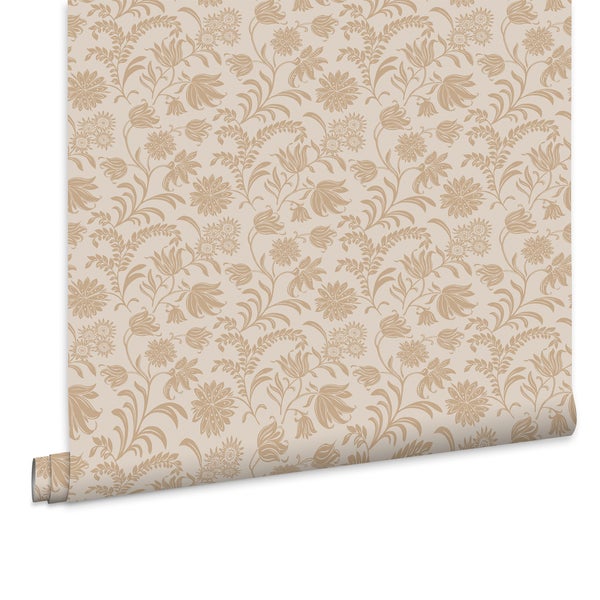 Tapete mit floralem Muster, Ornamenten aus Blumen und Blättern.