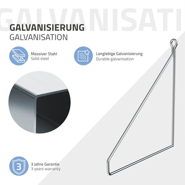ML-Design 4 Stück Regalhalterung 200mm, Silber, Metall, Dreieckige Regalhalterungen, Schwebe Regalwinkel, Draht Wandhalterung, Regalträger für Wandmontage, Wandregal Wandkonsole Hängeregal Regalstütze