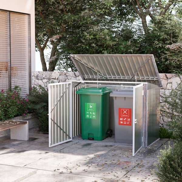 Outsunny Mülltonnenbox, 178,5L x 104,5B x 128,5 cm, Stahl, Eisen, grün