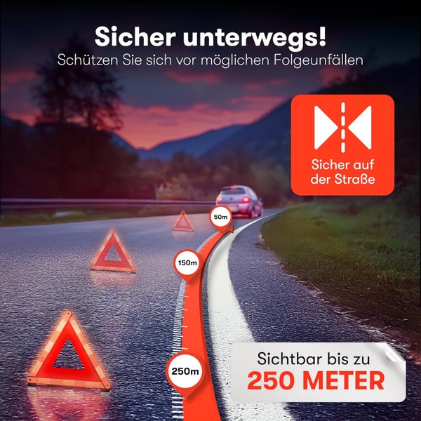 PURAHELP Warndreieck Kfz nach aktueller Norm 2025 ECE R27 (StVO konform) – Kompaktes Pannendreieck für maximale Sicherheit – Klappbares Warndreieck Auto nach EU-Norm