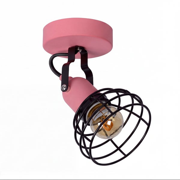 Wand- und Deckenstrahler im Industriedesign mit Schutzgitter und offenem Leuchtmittel