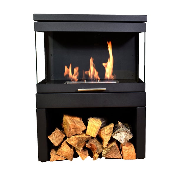 GLOW FIRE Ethanol Kamin 'Trosa' | Ethanolofen in schwarz mit 6 Std. Brenndauer und 2 KW Heizleistung | HxBxT: 81 x 60 x 40 cm