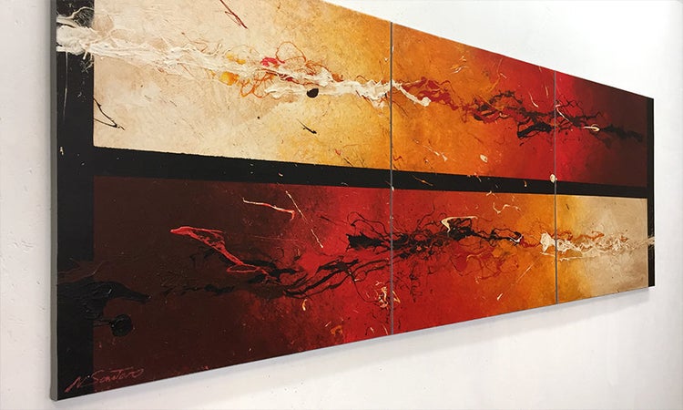Das Wandbild -Heat Combat- 210x70x2 cm handgemaltes Unikat