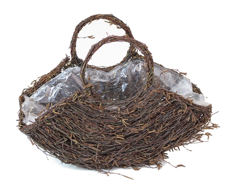 FRANK FLECHTWAREN | Pflanzkorb Tasche, groß, BIRKE, 52 x 22 x 25 cm, GH 38 cm