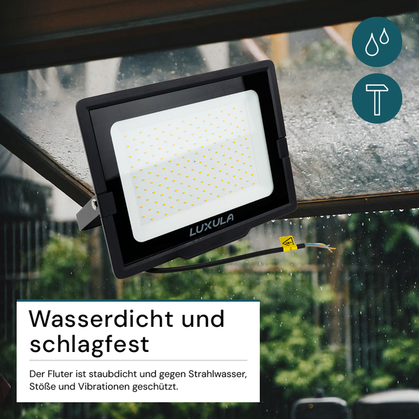 Schwarzer Luxula LED-Strahler, wasserdicht und stoßfest
