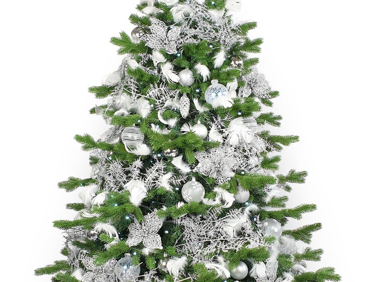 Geschmückter künstlicher weihnachtsbaum mit 93 Stk Kugeln KING OF WINTER 210 cm mit Metallständer