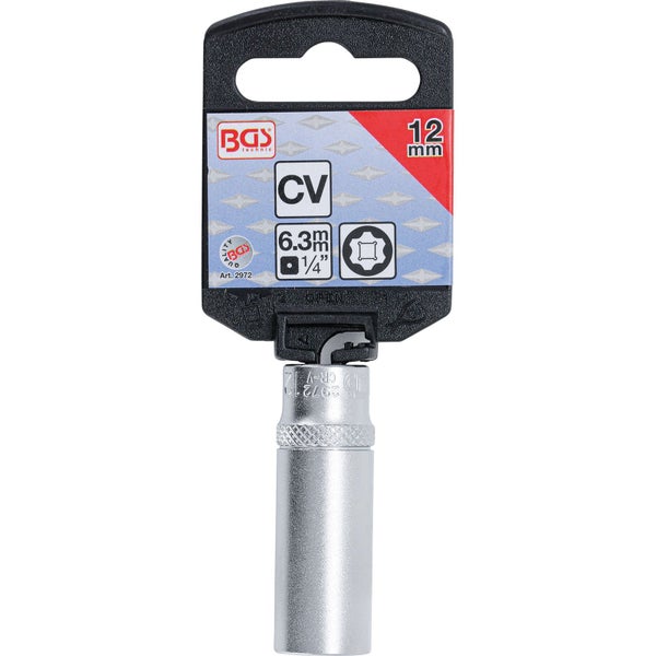 BGS Steckschlüssel-Einsatz Super Lock tief Antrieb Innenvierkant 6,3 mm (1/4) SW 12 mm - 2972
