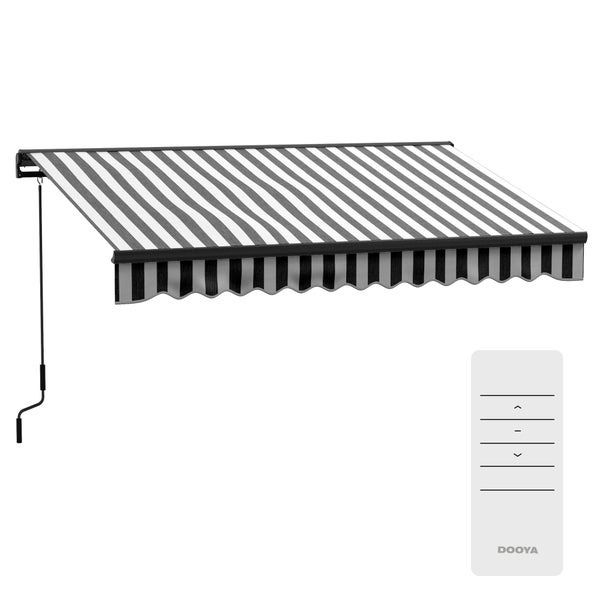 Outsunny Gelenkarmmarkise, elektrisch Balkonmarkise,  295 x 250 cm, Aluminium, Polyester, Grau+Weiß