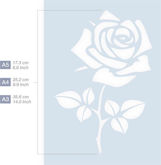 QBIX Rose Schablone - A3 Größe - Kunststoff - Schablone