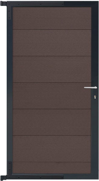 GartenLand Steckzauntor Ameland ca. 90 x 175 cm WPC Schokobraun Aluminium Anthrazit