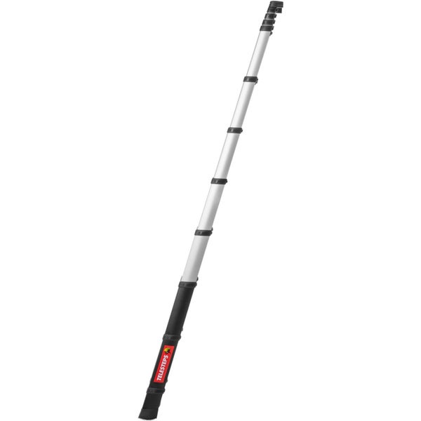 Telesteps Teleskopstange aus Aluminium mit schwarzem Kunststofffuss und Verriegelung.