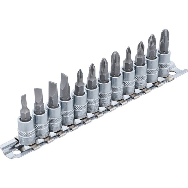 BGS Bit-Einsatz-Satz Antrieb Innenvierkant 6,3 mm (1/4) Schlitz, Kreuzschlitz PH, Kreuzschlitz PZ 12tlg. - 2163