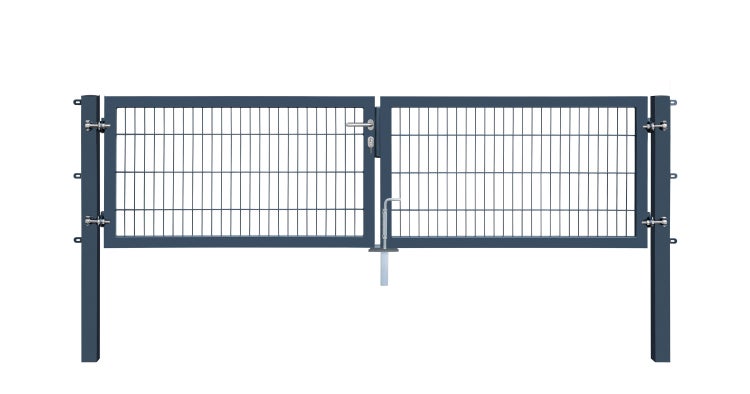 Doppeltor aus Metall mit Schloss für den Gartenzaun