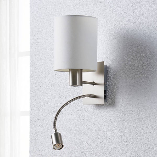 Lindby Wandleuchte, Wandlampe Innen Shajan (Modern) in Weiß aus Textil (1 flammig E27) - Wandleuchten Wandstrahler Wandbeleuchtung Schlafzimmer / Wohnzimmer Wohnzimmerleuchte