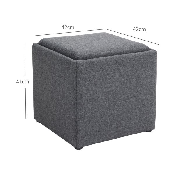 HOMCOM Sitzbank mit Stauraum, Polsterbank mit abnehmbarem Deckel, Bettbank mit Leinenoptik, für Flur Schlafzimmer Wohnzimmer, 42 x 42 x 41 cm Dunkelgrau
