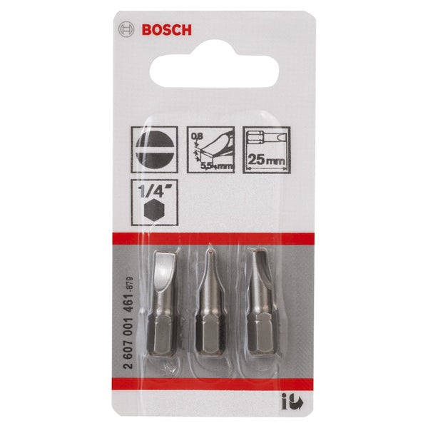 Bosch 3x Schrauberbit Extra-Hart, S 0,8 x 5,5, 25 mm - 2607001461