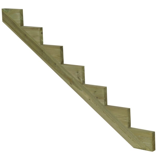 Treppenwange 7 Stufen aus KDI Holz für Gartentreppe, Außentreppe, Terrassentreppe n-Höhe 119cm