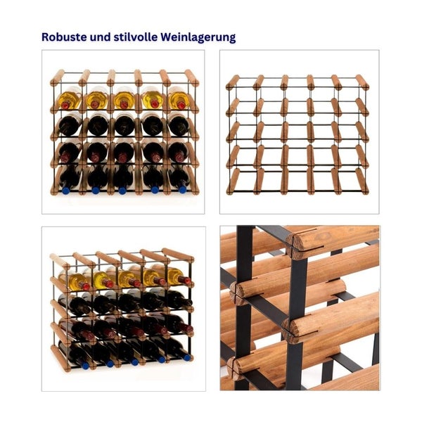 PROREGAL Modulares Weinregal Vinotega Mod Metal HxBxT 42,5 x 52,5 x 24,5 cm 5 x 4 Flaschen Massives Kiefernholz Braun Geölt