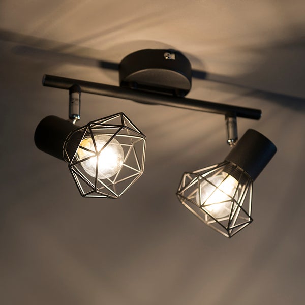 Deckenleuchte mit zwei Strahlern in geometrischem Design