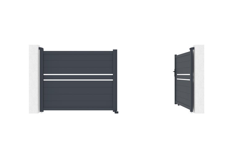 Flügeltor 3,5 m CIMONE H.140 graues Aluminium
