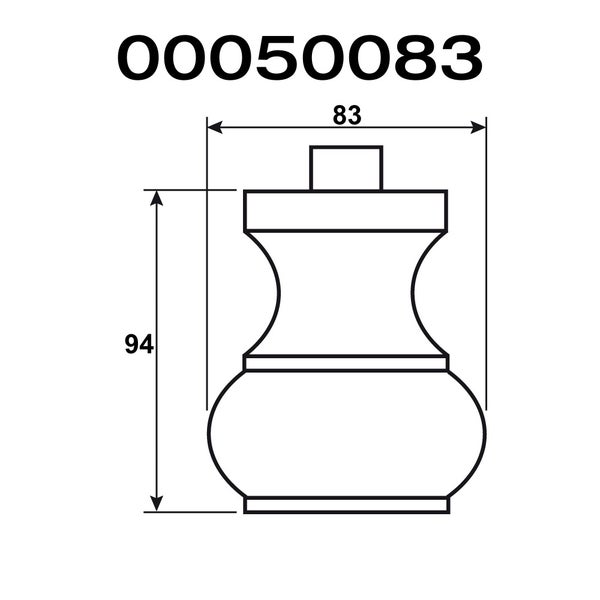 Technische Zeichnung eines Möbelbeins mit den Maßen 83 und 94.