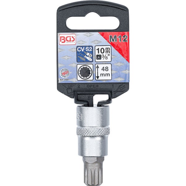 BGS Bit-Einsatz Antrieb Innenvierkant 10 mm (3/8) Innenvielzahn (für XZN) M12 - 2587
