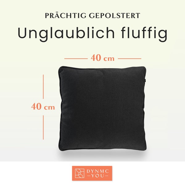 DYNMC you Sofakissen mit Füllung und Bezug - 2er Set 40x40cm mit Viel Füllung - VERGLEICHSSIEGER SEHR GUT - Rückenkissen mit Oeko TEX Baumwoll-Bezug - Bequeme Dekokissen - Couchkissen Anthrazit