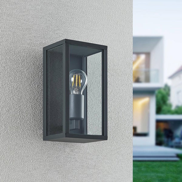 Lindby Wandleuchte außen Peldar (spritzwassergeschützt (Modern) in Schwarz aus Aluminium (1 flammig, E27) - Außenwandleuchten Wandlampe Led Außenlampe Outdoor für Außenwand/Hauswand