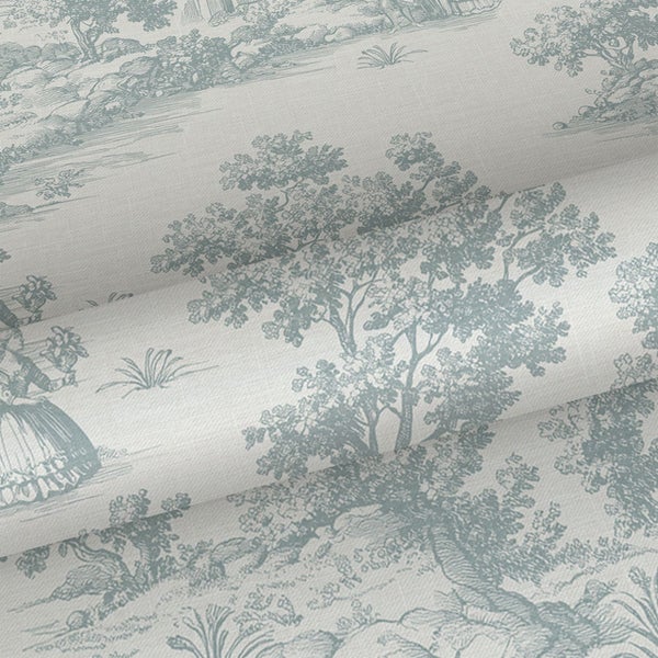 Dekorativer Stoff mit Toile-de-Jouy-Muster, ideal für Wohnaccessoires