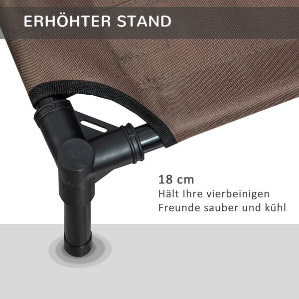 PawHut Hundebett, 76L x 61B x 18H cm, Stahlrahmen, 600D Oxford-Gewebe, Braun