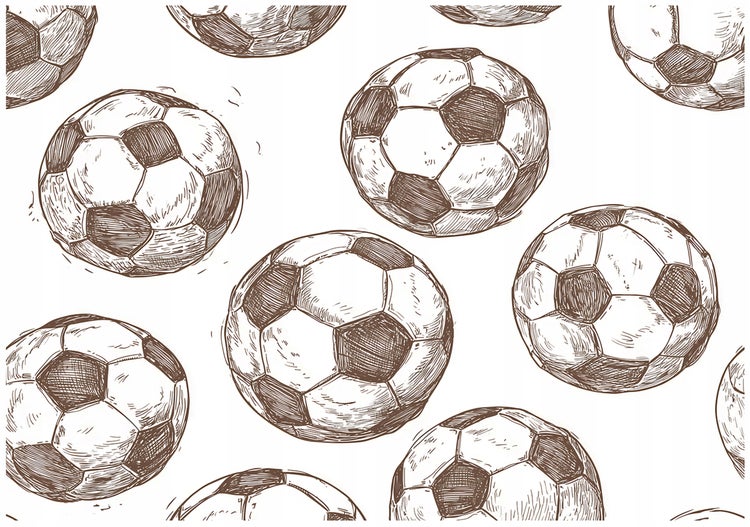 Muster mit handgezeichneten Fußbällen im Skizzenstil