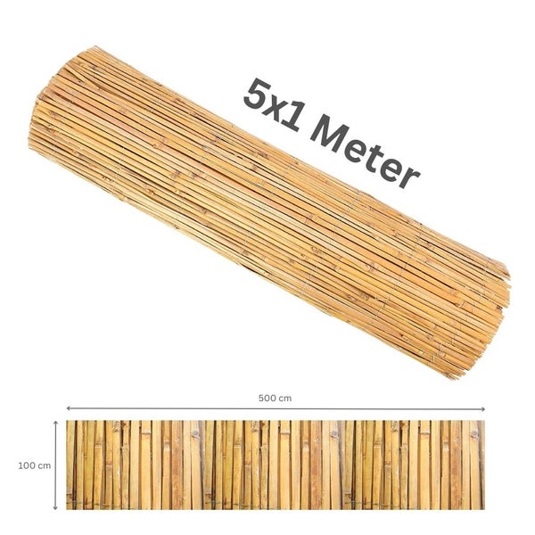 PROREGAL Sichtschutzzaun aus gespaltenem BambusGartenzaunGartensichtschutz für Garten und BalkonHöhe 1mLänge 5m HxL: 1x5 m