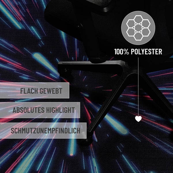 Gewebter Gamerteppich bedruckt Schwarz Multi Neon Horizon WECONhome 110x160 cm