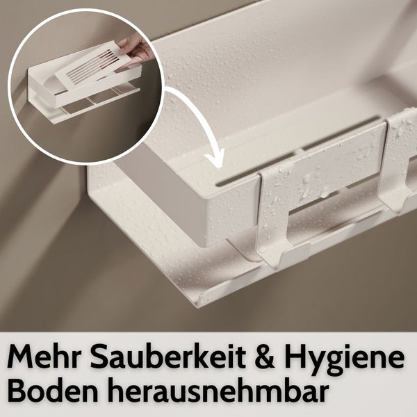 DEKAZIA® Duschablage ohne Bohren weiss beige | Duschablage weiß ohne Bohren Duschablage ohne bohren weiß Badezimmer Regal weiß Duschregal weiß Duschablage weiss Duschregal ohne Bohren weiß Badblage