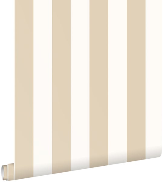 ESTAhome Tapete Streifen Weiß und Hellbeige - 50 x 900 cm - 139913
