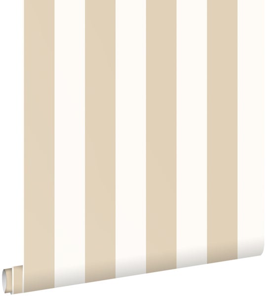 ESTAhome Tapete Streifen Weiß und Hellbeige - 0.53 x 10.05 m - 139913