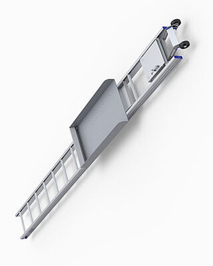 Aluminium Dachdecker Leiter mit Dachhaken und Laufrollen