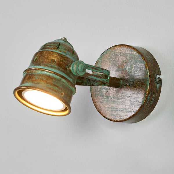 Lindby Wandlampe Grünspanoptik, Deckenlampe drehbar und schwenkbar Wandstrahler Deckenstrahler 1x GU10 ohne Leuchtmittel Spot Strahler
