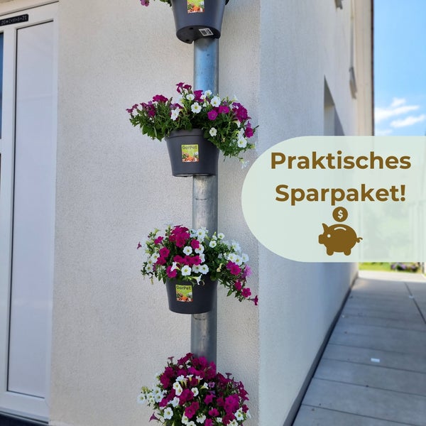 6x Fallrohr Blumentopf Fallrohr Blumentopf für Regenrohr Regenrinne Säule Pfosten Abflussrohr Hängetopf Pflanztopf Pflanzgefäß Anthrazit 22x22x15 cm