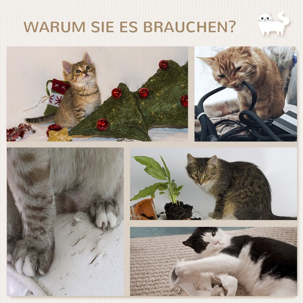 PawHut Katzen Kletterwand 4 tlg. Klettern Katzenkratzbaum mit Kaztentreppe, Hängematte, Sprungplatt, Wandkratzbaum, Wand Katzenmöbel für Katzen bis 5 kg, Polyester, Beige